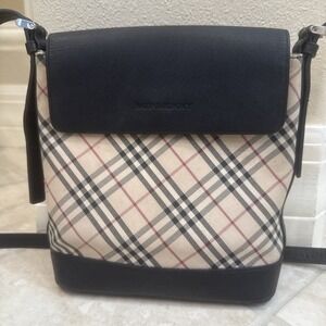 Authentic BURBERRY Nova Check Shoulder Crossbody Bag Canvas Brown & Leather *See